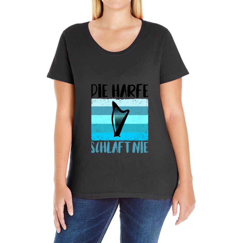 Harp Gift Musical Instrument Musician Plucking Ladies Curvy T-Shirt by DouglasAllen | Artistshot