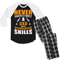 Mens Mens Funny Woodworking Lover Dad Shirt Gift Carpenter Tshirt Men's 3/4 Sleeve Pajama Set | Artistshot