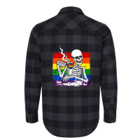 Skeleton Drinking Coffee Lgbtq Retro Gay Pride Flag Flannel Shirt | Artistshot