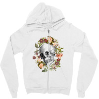 Vintage Flowers Black Skull Art By The Rebellious Gardener Zipper Hoodie | Artistshot