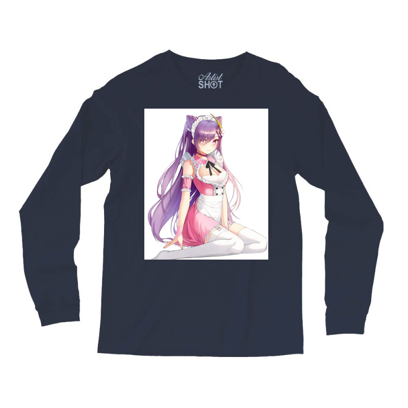 Keqing Cute Maid   Genshin Impact Long Sleeve Shirts by juparridq | Artistshot