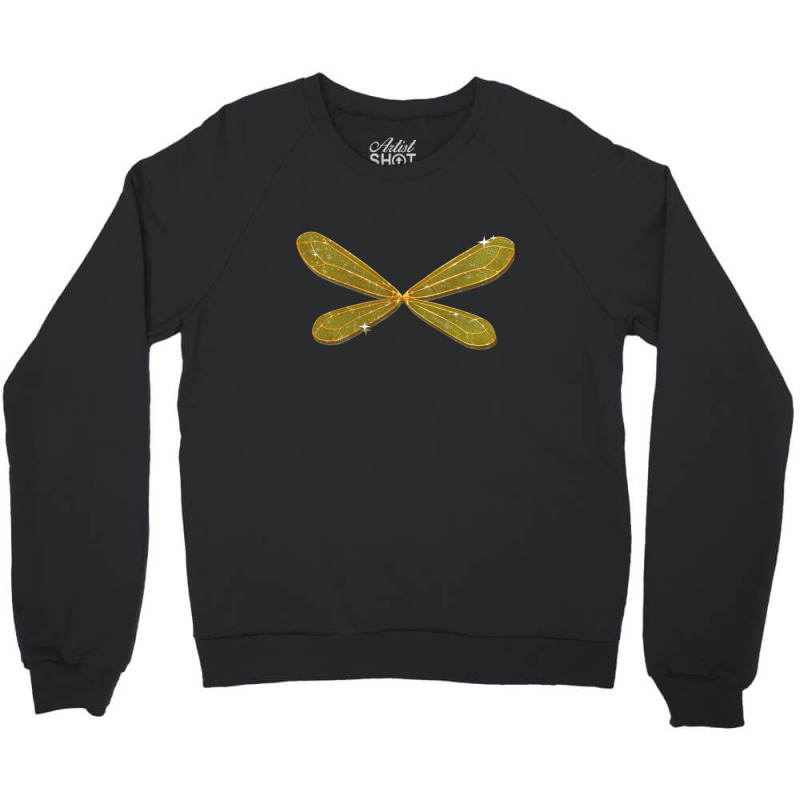 Fantasy Dragonfly Fairy Wings Back Texture Nature Fairy Tales Gold 1 Crewneck Sweatshirt | Artistshot