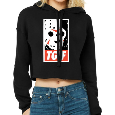 Funny Tgif Friday Cropped Hoodie Designed By Delicous
