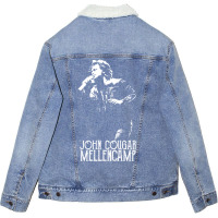 John Cougar   The White Stencil Unisex Sherpa-lined Denim Jacket | Artistshot