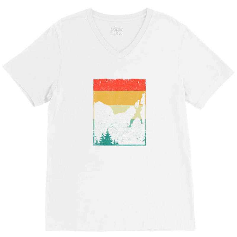 Climbing Bouldering Freeclimbing Rock Climber Retro Vintage V-neck Tee | Artistshot