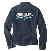 Long Island New York Vintage Ny Classic Li New York Design T Shirt Ladies Denim Jacket | Artistshot