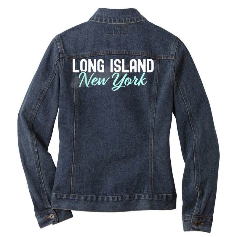 Long Island New York Vintage Ny Classic Li New York Design T Shirt Ladies Denim Jacket by anselmpru9bt | Artistshot