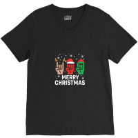 Sign Language Santa Reindeer Christmas Funny Family Pajama Xmas V-neck Tee | Artistshot