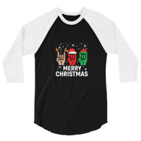 Sign Language Santa Reindeer Christmas Funny Family Pajama Xmas 3/4 Sleeve Shirt | Artistshot