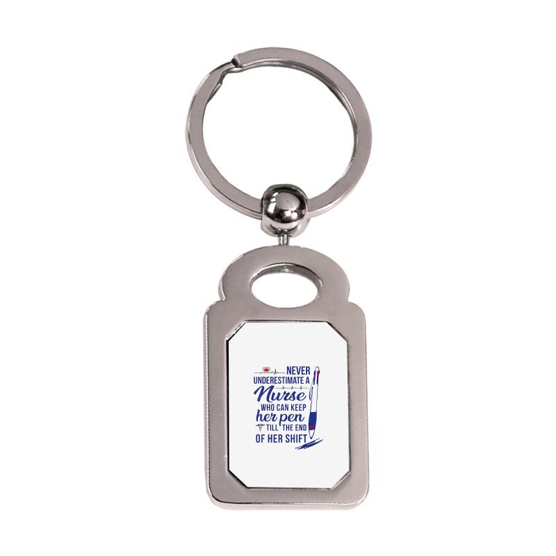 A Nurse Who Can Keep Har Pen Tshirt Silver Rectangle Keychain | Artistshot