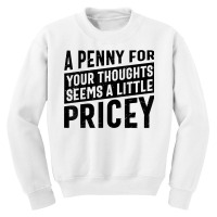 Sarcastic A Penny For Your Thoughts Seems A Little Pricey T Shirt Youth Sweatshirt | Artistshot