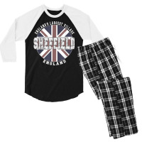 Sheffield England, Vintage English Flag T Shirt Men's 3/4 Sleeve Pajama Set | Artistshot