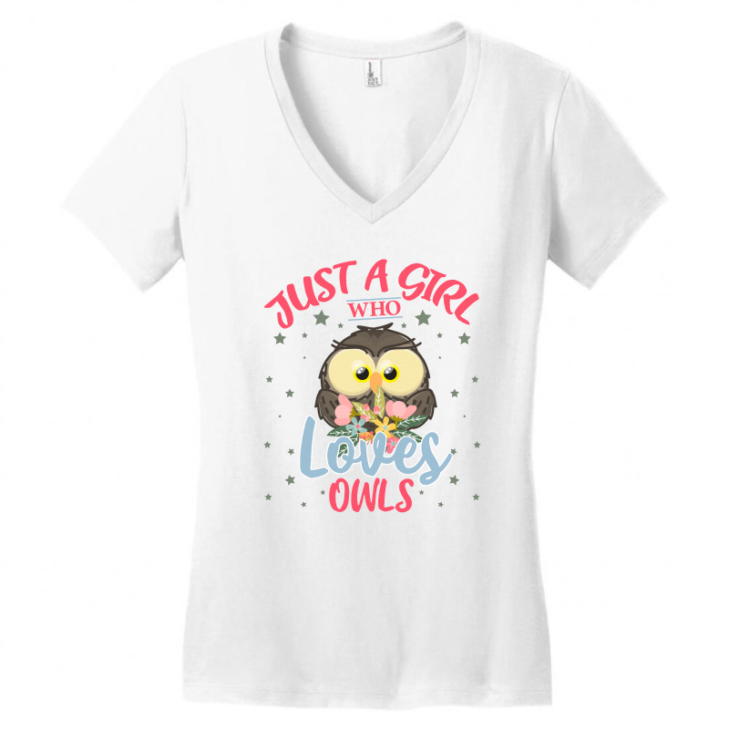 Just A Girl Who Loves Owls For Light Women's V-Neck T-Shirt by autlu2024 | Artistshot