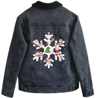 Sheeps  Farm Animals In Christmas Snowflakes Christmas Gift Unisex Sherpa-lined Denim Jacket | Artistshot