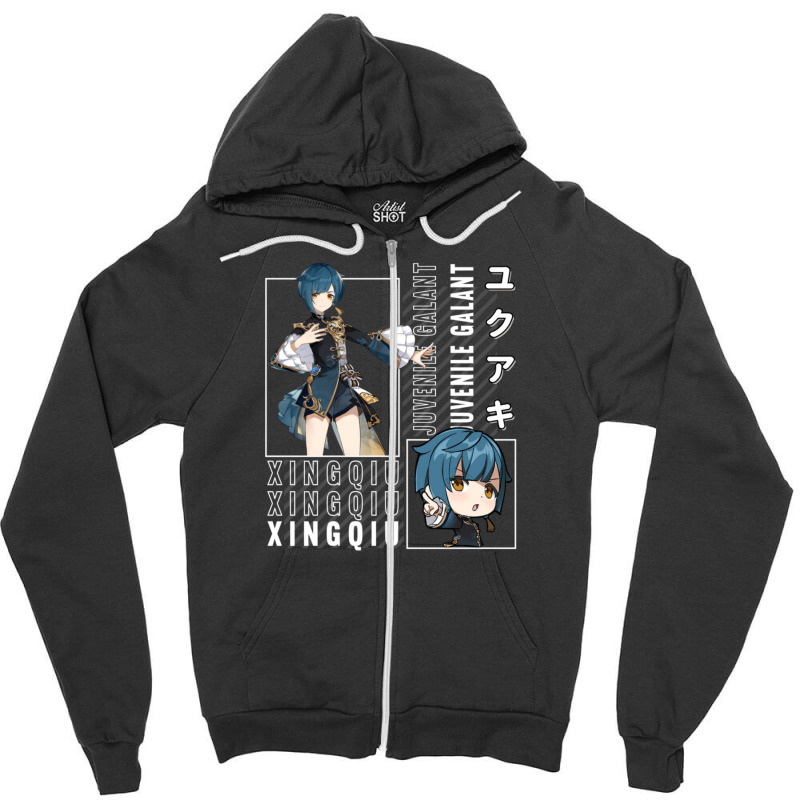 Xingqiu Juvenile Galant Genshin Impact Zipper Hoodie by CaridadAlstott | Artistshot