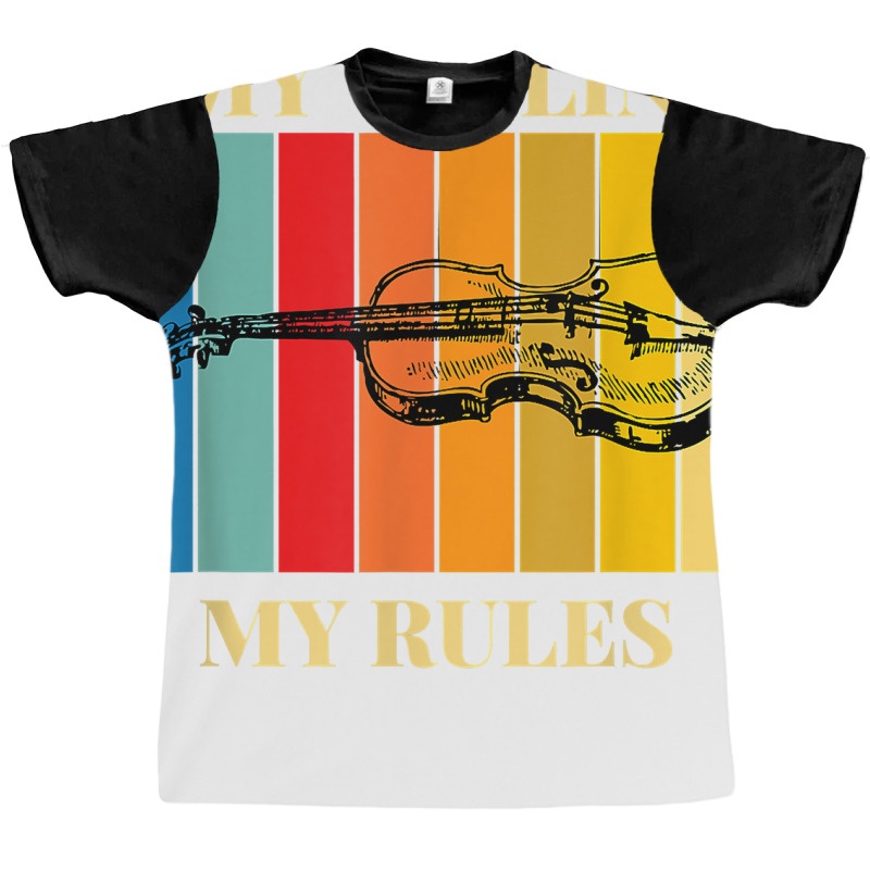 Violin My Violin My Rules Violinist Musical Instrument Retro T Shirt Graphic T-shirt by kylrahal8pot | Artistshot