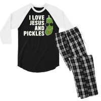 I Love Jesus And Pickles   Christian   Boys Girls Women Gift T Shirt Men's 3/4 Sleeve Pajama Set | Artistshot