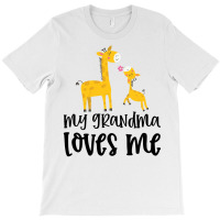 Giraffe With Pink Flower My Grandma Loves Me T-shirt | Artistshot