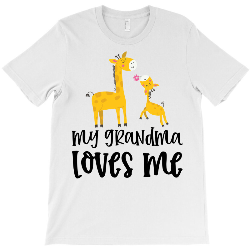 Giraffe With Pink Flower My Grandma Loves Me T-Shirt by CueTrendyFinds | Artistshot