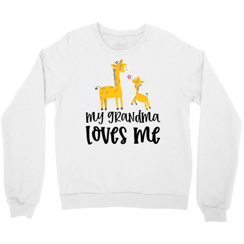 Giraffe With Pink Flower My Grandma Loves Me Crewneck Sweatshirt by CueTrendyFinds | Artistshot