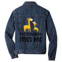 Giraffe With Pink Flower My Grandma Loves Me Men Denim Jacket | Artistshot