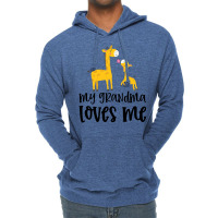 Giraffe With Pink Flower My Grandma Loves Me Lightweight Hoodie | Artistshot