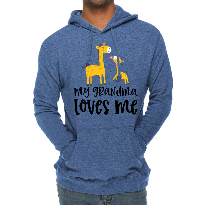 Giraffe With Pink Flower My Grandma Loves Me Lightweight Hoodie by CueTrendyFinds | Artistshot