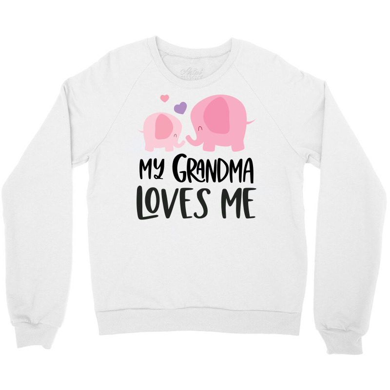 Pink Elephant Grandma Loves Me Crewneck Sweatshirt by CueTrendyFinds | Artistshot