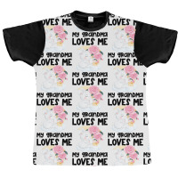 Rabbit Bunnies Pink Roses Grandma Loves Me Graphic T-shirt | Artistshot