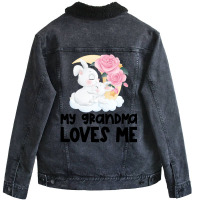 Rabbit Bunnies Pink Roses Grandma Loves Me Unisex Sherpa-lined Denim Jacket | Artistshot