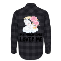 Rabbit Bunnies Pink Roses Grandma Loves Me Flannel Shirt | Artistshot