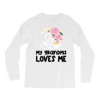 Rabbit Bunnies Pink Roses Grandma Loves Me Long Sleeve Shirts | Artistshot