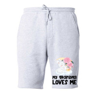 Rabbit Bunnies Pink Roses Grandma Loves Me Fleece Short | Artistshot