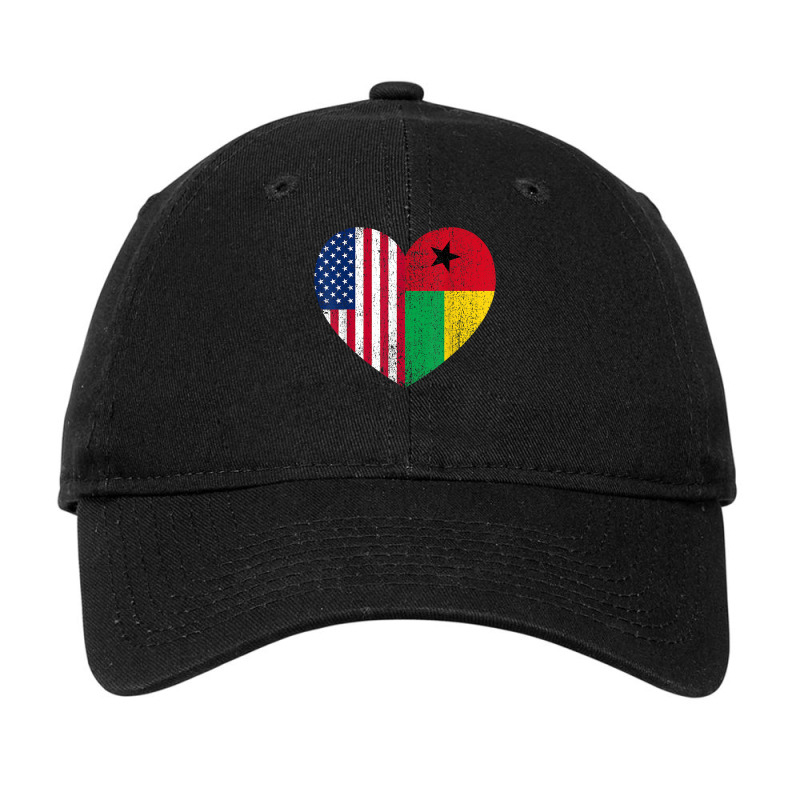 Duel Heart Design Guinea Bissau And American Duel Citizen T Shirt Adjustable Cap | Artistshot