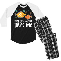 Ffish Grandma Loves Me Men's 3/4 Sleeve Pajama Set | Artistshot