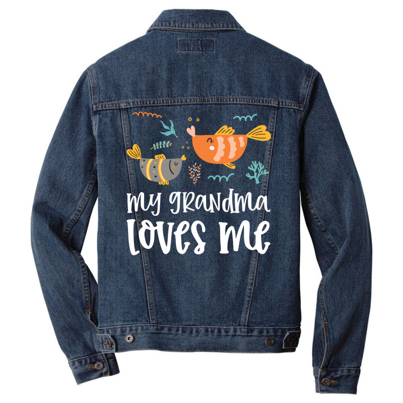 Fish Grandma Loves Me Men Denim Jacket by CueTrendyFinds | Artistshot