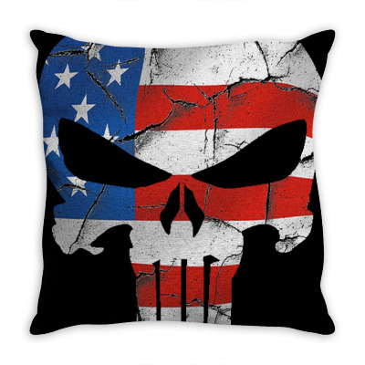 The Punisher - Usa Flag Grunge Throw Pillow Designed By Jetstar99