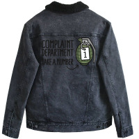 Complaint Department Take A Number Hand Grenade Unisex Sherpa-lined Denim Jacket | Artistshot