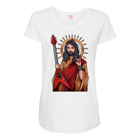 Jesus Playing Heavy Metal Guitar Tank Top Maternity Scoop Neck T-shirt | Artistshot