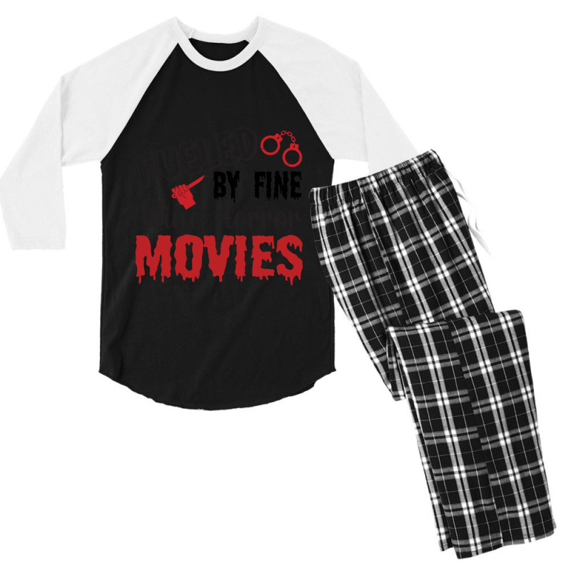 Fueled My Fine Wine- Horror Movies Make Me Happy Classic  Copy Men's 3/4 Sleeve Pajama Set | Artistshot