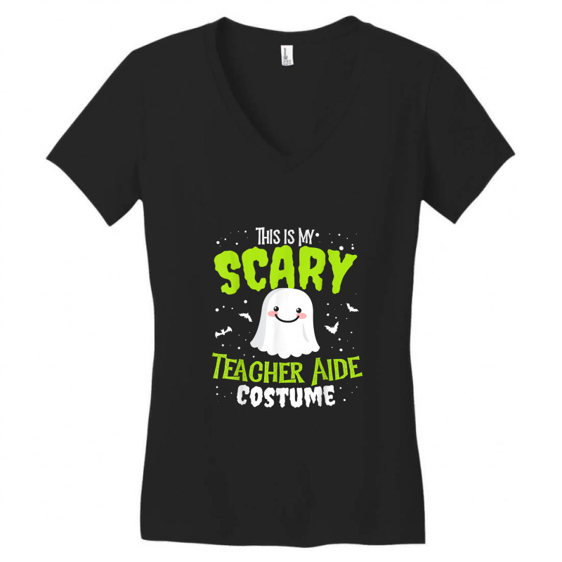 Funny Halloween This Is My Scary Teacher Aide Custome Women's V-Neck T-Shirt by JennetteMichelleBrink | Artistshot