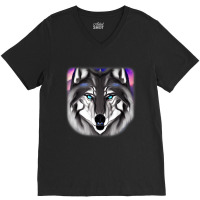 Wolf Head Design Art Predator Face Imprint With Wild Animal T Shirt V-neck Tee | Artistshot