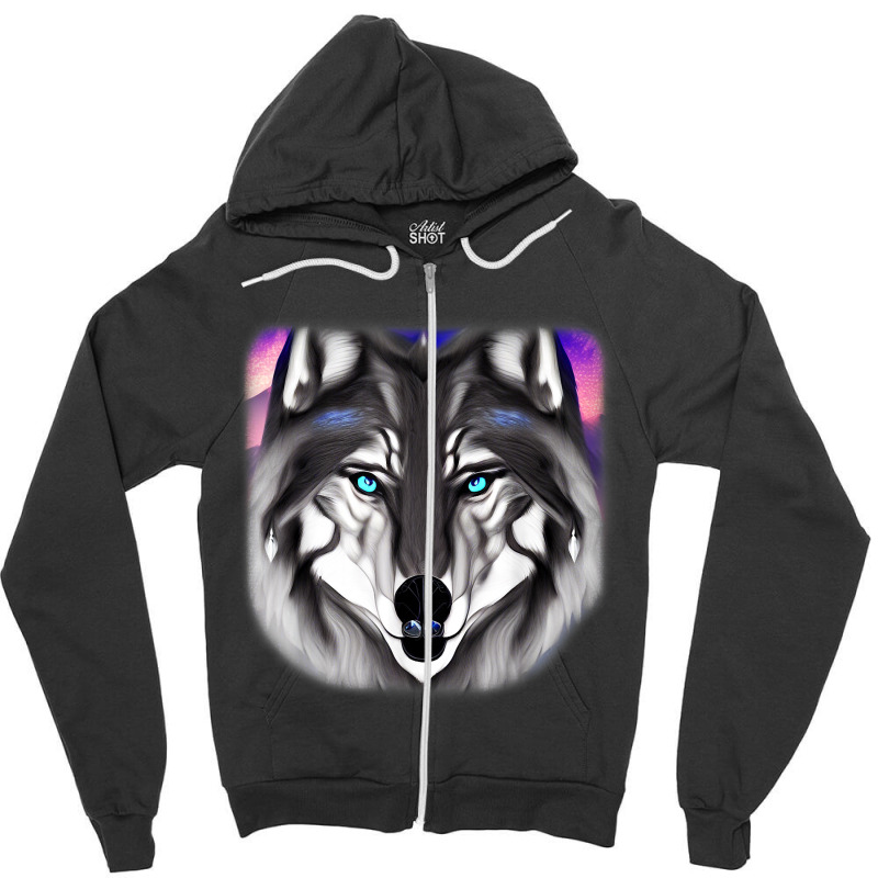 Wolf Head Design Art Predator Face Imprint With Wild Animal T Shirt Zipper Hoodie by jessamynb4pru | Artistshot