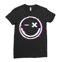 Raver Smiley Rave Techno Glitch Effect Instrumental Tank Top Ladies Fitted T-shirt | Artistshot