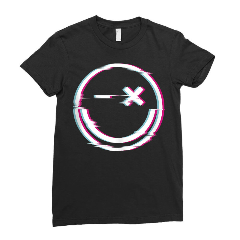 Raver Smiley Rave Techno Glitch Effect Instrumental Tank Top Ladies Fitted T-Shirt by kogmor58594 | Artistshot