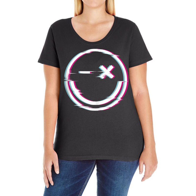 Raver Smiley Rave Techno Glitch Effect Instrumental Tank Top Ladies Curvy T-Shirt by kogmor58594 | Artistshot