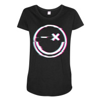 Raver Smiley Rave Techno Glitch Effect Instrumental Tank Top Maternity Scoop Neck T-shirt | Artistshot