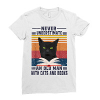 An Old Man With Cats And Books Cat Daddy Edition Ladies Fitted T-shirt | Artistshot