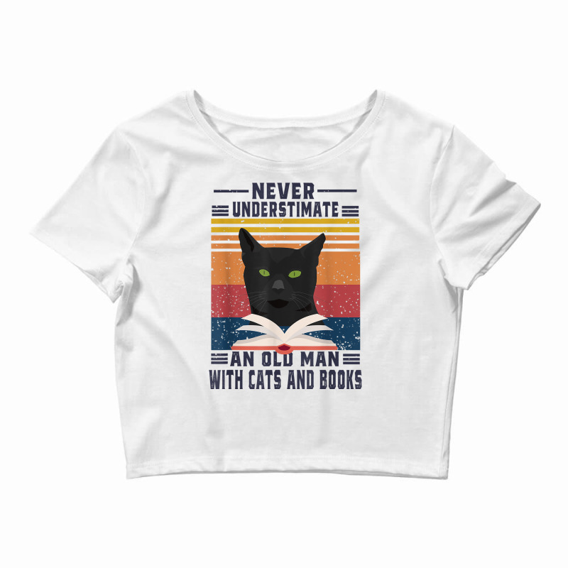 An Old Man With Cats And Books Cat Daddy Edition Crop Top by ROXANZALEZ | Artistshot