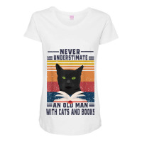 An Old Man With Cats And Books Cat Daddy Edition Maternity Scoop Neck T-shirt | Artistshot